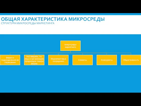 ОБЩАЯ ХАРАКТЕРИСТИКА МИКРОСРЕДЫ СТРУКТУРА МИКРОСРЕДЫ МАРКЕТИНГА