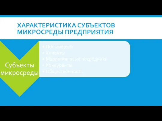 ХАРАКТЕРИСТИКА СУБЪЕКТОВ МИКРОСРЕДЫ ПРЕДПРИЯТИЯ