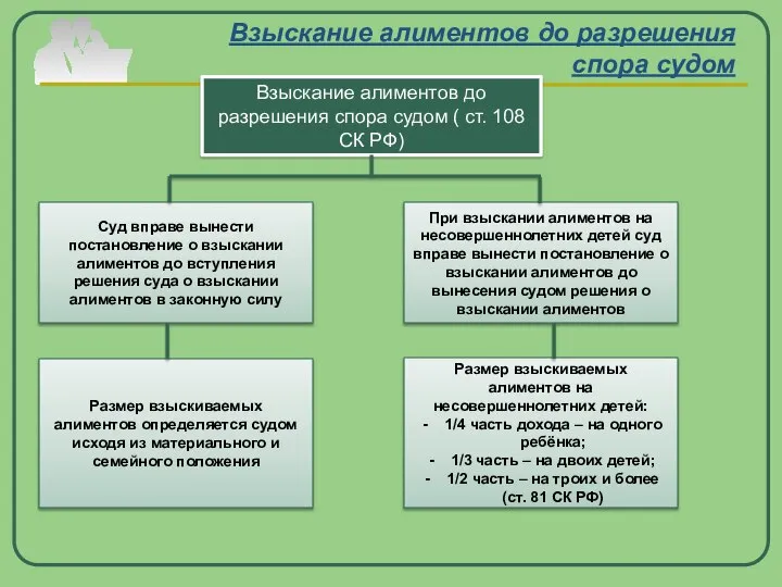 Взыскание алиментов до разрешения спора судом Взыскание алиментов до разрешения спора