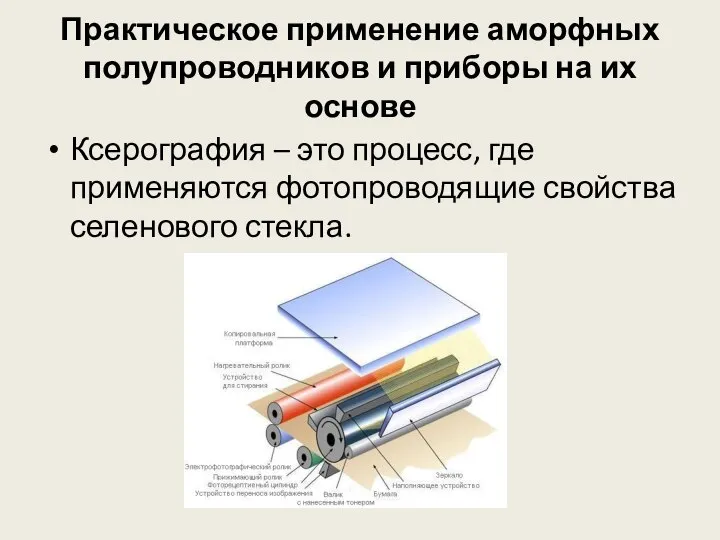 Практическое применение аморфных полупроводников и приборы на их основе Ксерография –