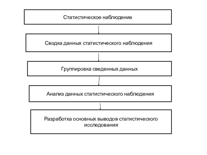 Статистическое наблюдение Сводка данных статистического наблюдения Группировка сведенных данных Анализ данных