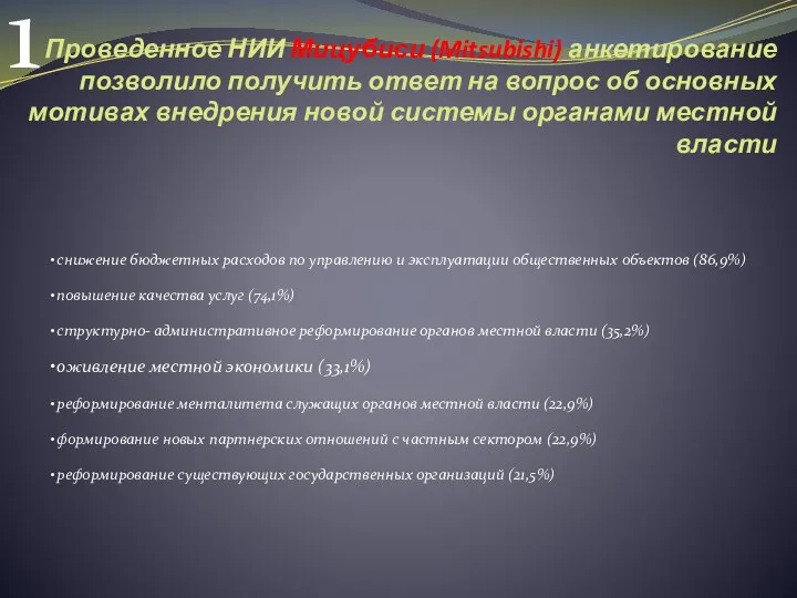 Проведенное НИИ Мицубиси (Mitsubishi) анкетирование позво­лило получить ответ на вопрос об