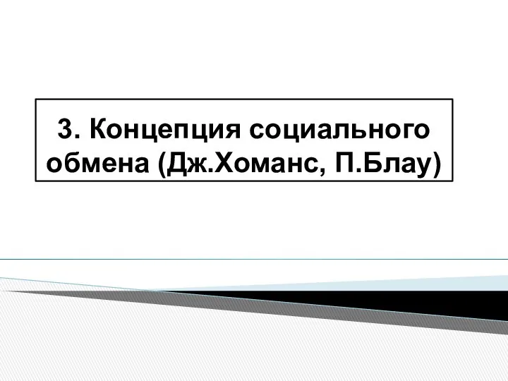 3. Концепция социального обмена (Дж.Хоманс, П.Блау)