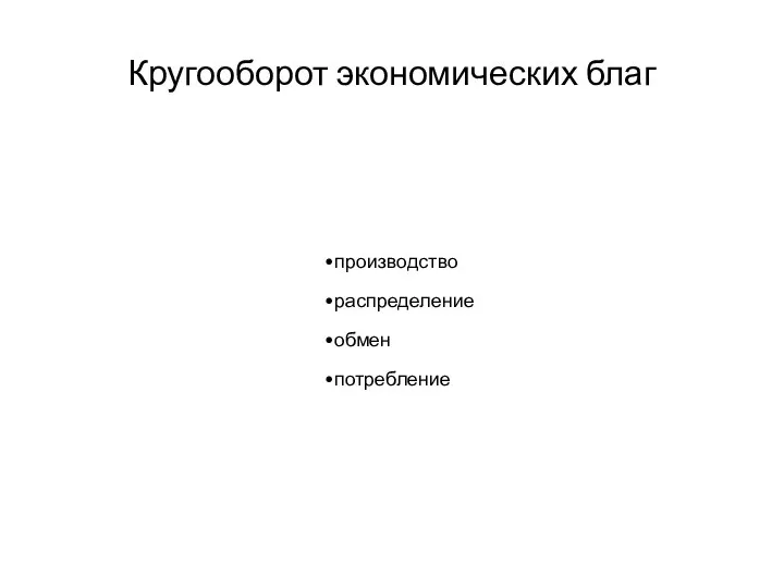 Кругооборот экономических благ производство распределение обмен потребление