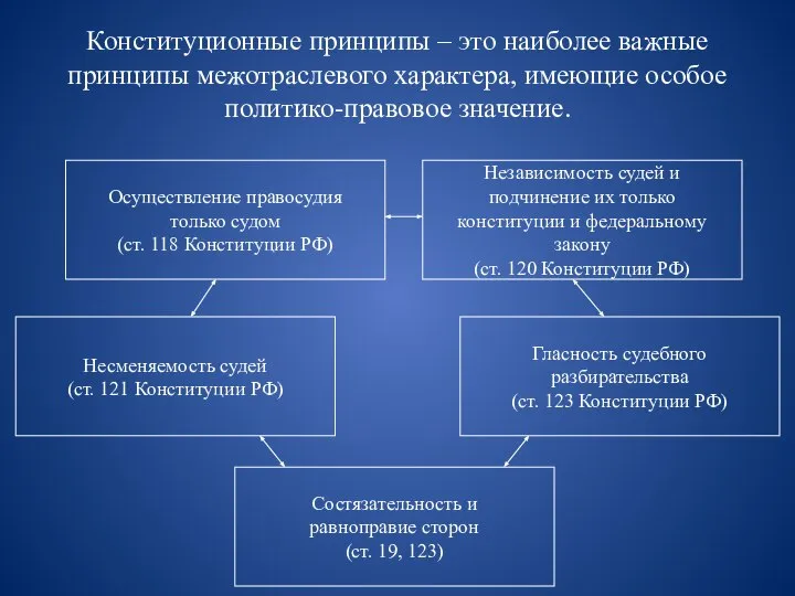 Конституционные принципы – это наиболее важные принципы межотраслевого характера, имеющие особое