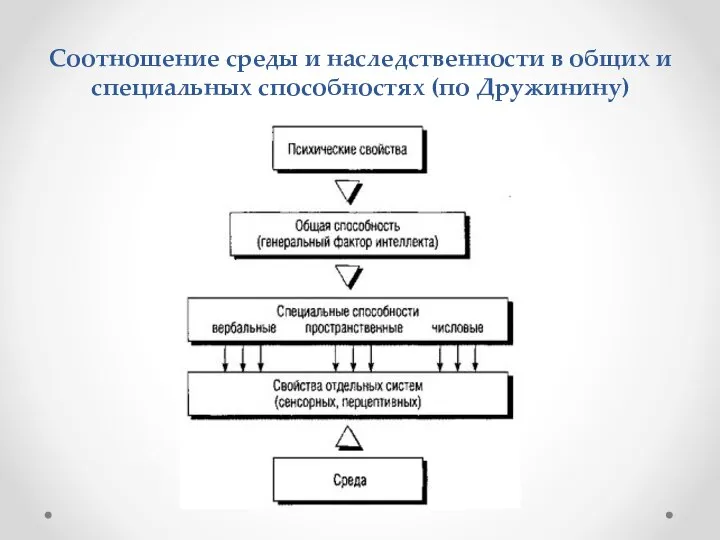 Соотношение среды и наследственности в общих и специальных способностях (по Дружинину)