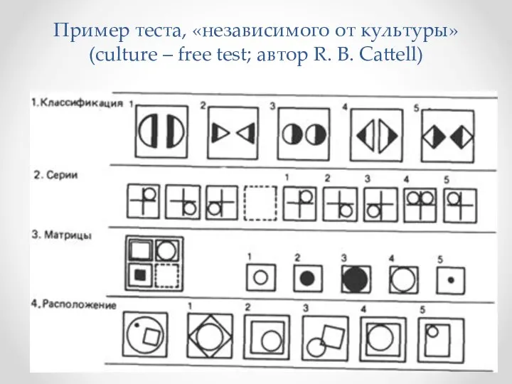 Пример теста, «независимого от культуры» (culture – free test; автор R. В. Cattell)