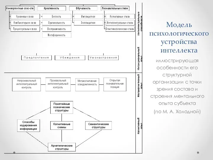 Модель психологического устройства интеллекта иллюстрирующая особенности его структурной организации с точки