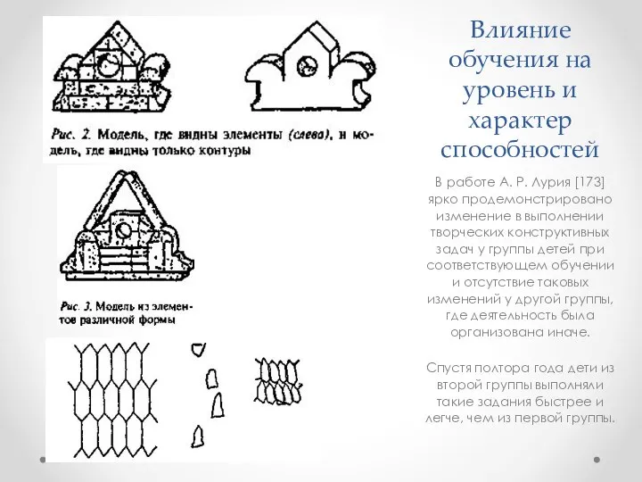 Влияние обучения на уровень и характер способностей В работе А. Р.