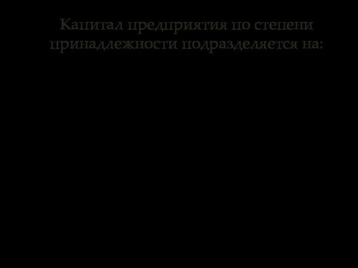 Капитал предприятия по степени принадлежности подразделяется на: