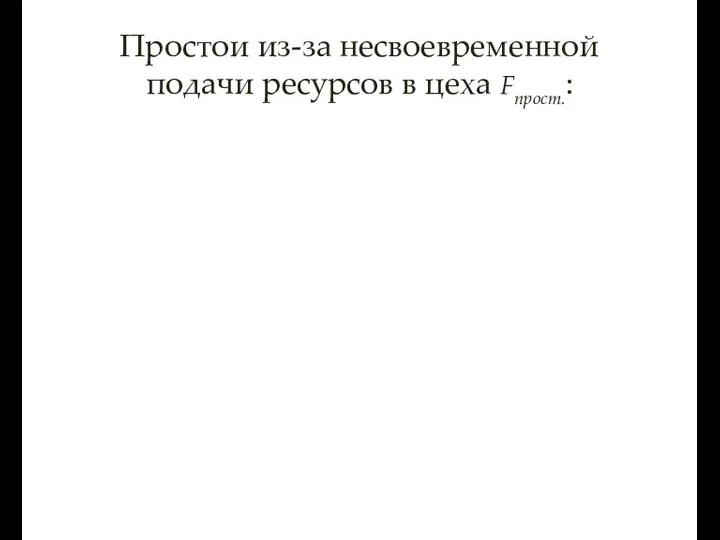 Простои из-за несвоевременной подачи ресурсов в цеха Fпрост.: