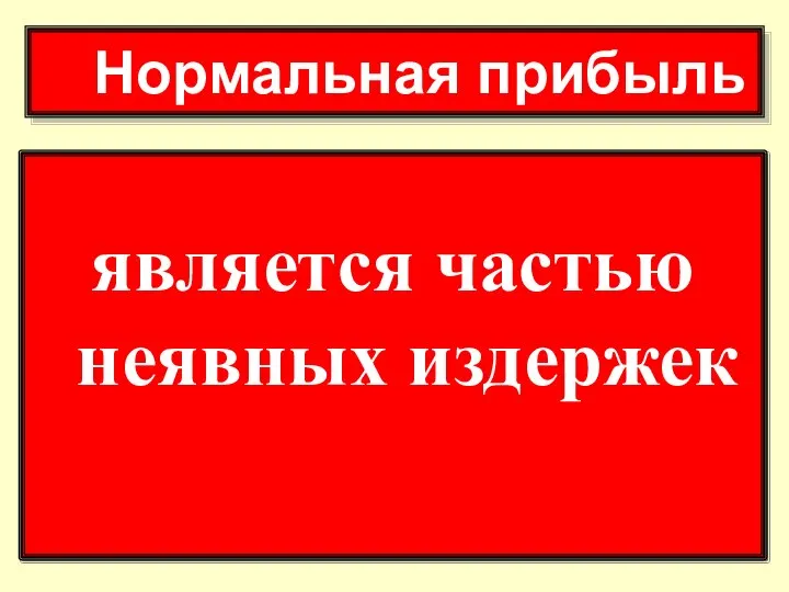 является частью неявных издержек Нормальная прибыль