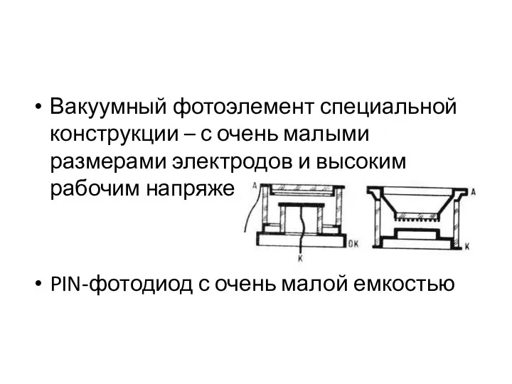 Вакуумный фотоэлемент специальной конструкции – с очень малыми размерами электродов и