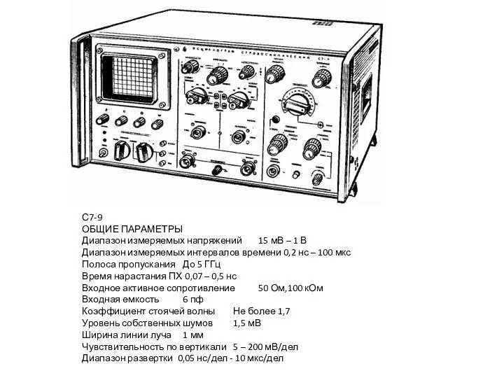 С7-9 ОБЩИЕ ПАРАМЕТРЫ Диапазон измеряемых напряжений 15 мВ – 1 В