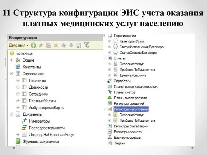 11 Структура конфигурации ЭИС учета оказания платных медицинских услуг населению