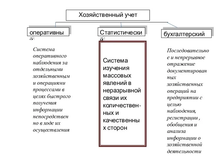 Хозяйственный учет оперативный Статистический бухгалтерский Система оперативного наблюдения за отдельными хозяйственными