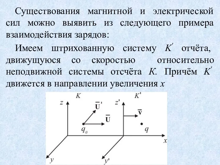 Существования магнитной и электрической сил можно выявить из следующего примера взаимодействия