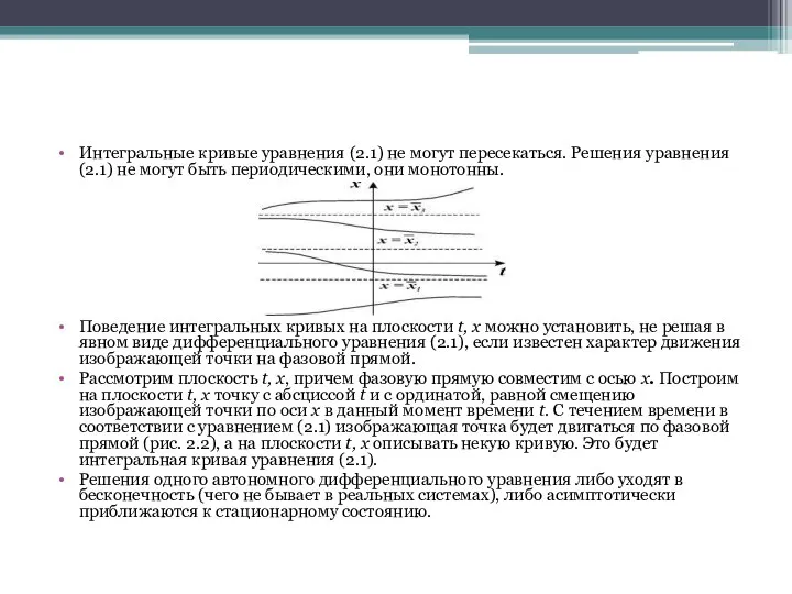 Интегральные кривые уравнения (2.1) не могут пересекаться. Решения уравнения (2.1) не