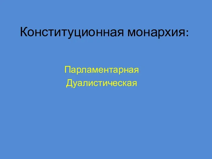 Конституционная монархия: Парламентарная Дуалистическая