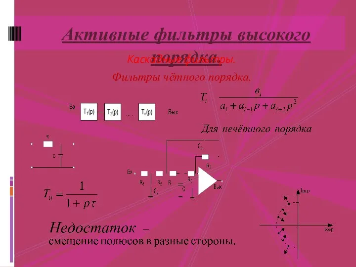 Активные фильтры высокого порядка. Каскадные фильтры. Фильтры чётного порядка.