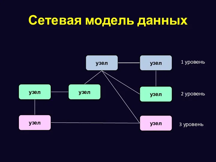 Сетевая модель данных 1 уровень 2 уровень 3 уровень