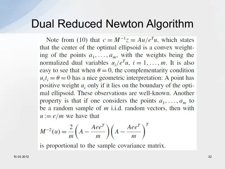 Dual Reduced Newton Algorithm 10.03.2012