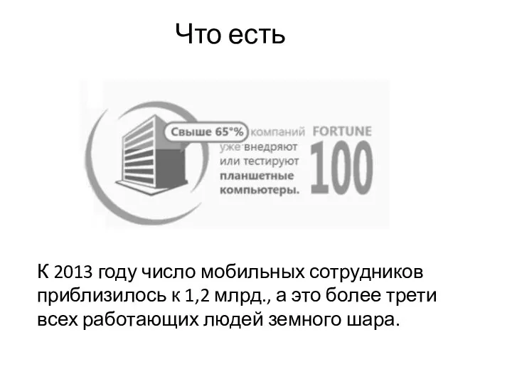 Что есть К 2013 году число мобильных сотрудников приблизилось к 1,2