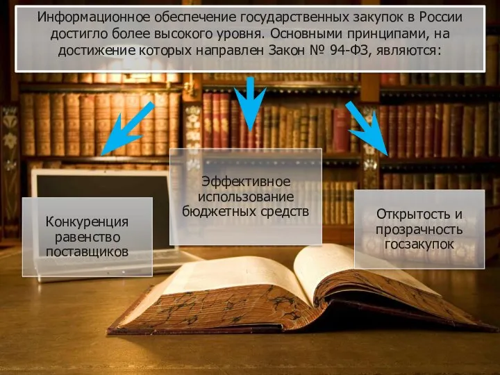 Информационное обеспечение государственных закупок в России достигло более высокого уровня. Основными