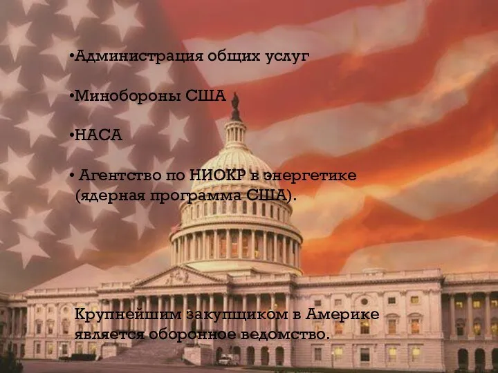 Администрация общих услуг Минобороны США НАСА Агентство по НИОКР в энергетике