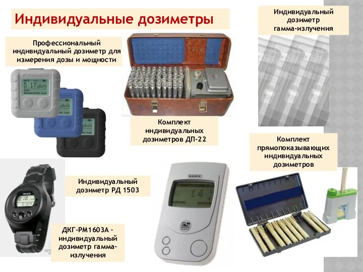 Индивидуальные дозиметры Профессиональный индивидуальный дозиметр для измерения дозы и мощности Комплект