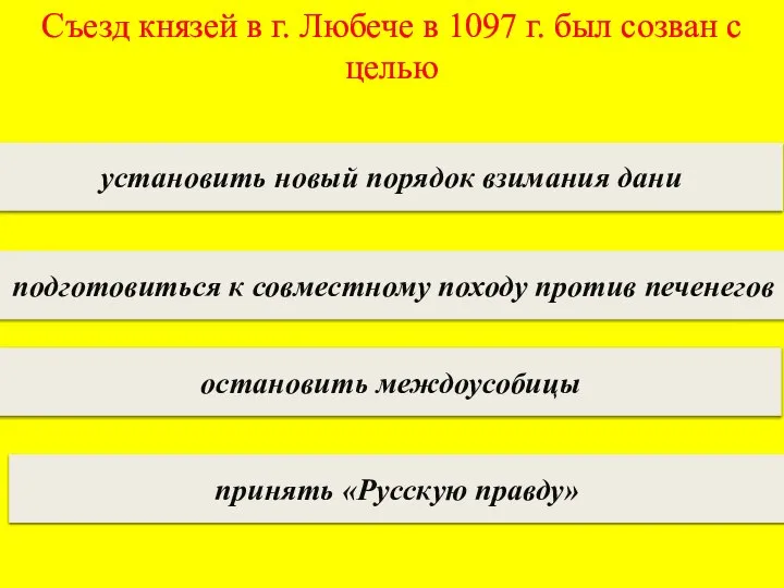 Съезд князей в г. Любече в 1097 г. был созван с