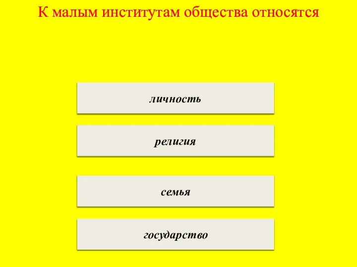 личность религия семья государство К малым институтам общества относятся