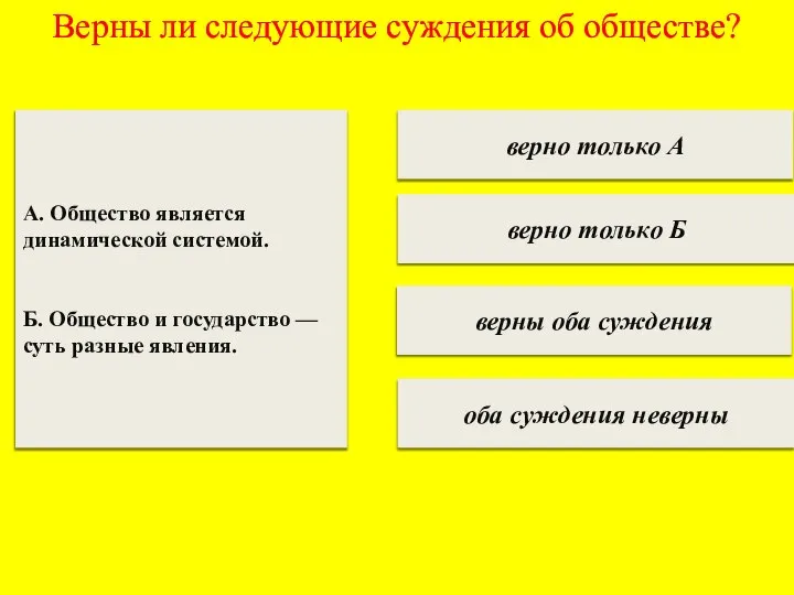 Верны ли следующие суждения об обществе? верно только А верно только