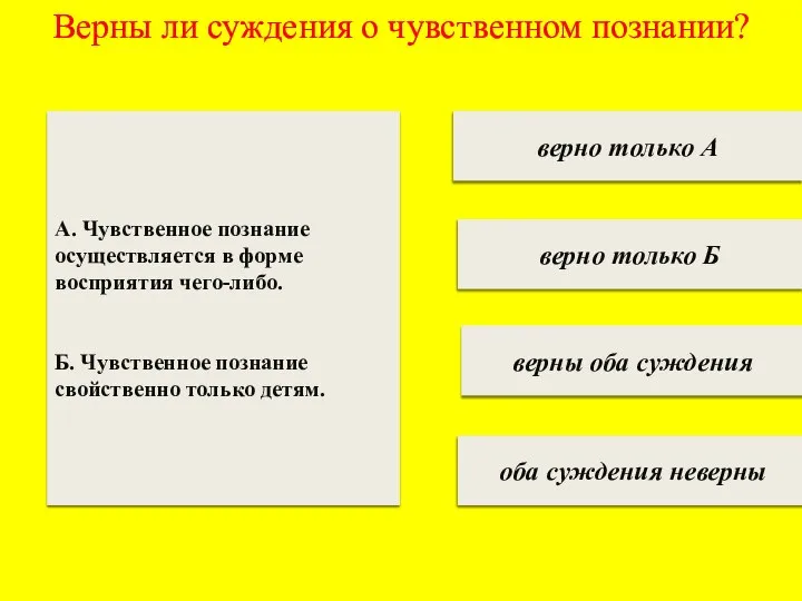 Верны ли суждения о чувственном познании? верны оба суждения верно только