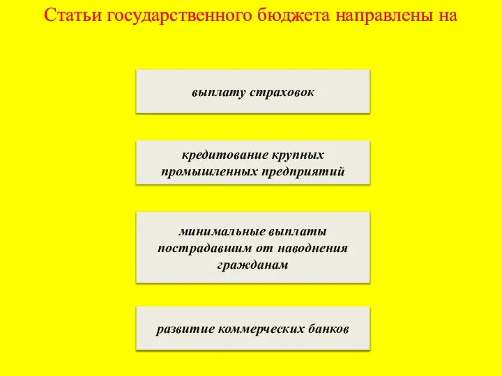 Статьи государственного бюджета направлены на выплату страховок кредитование крупных промышленных предприятий