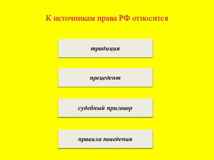 К источникам права РФ относится традиция прецедент судебный приговор правила поведения