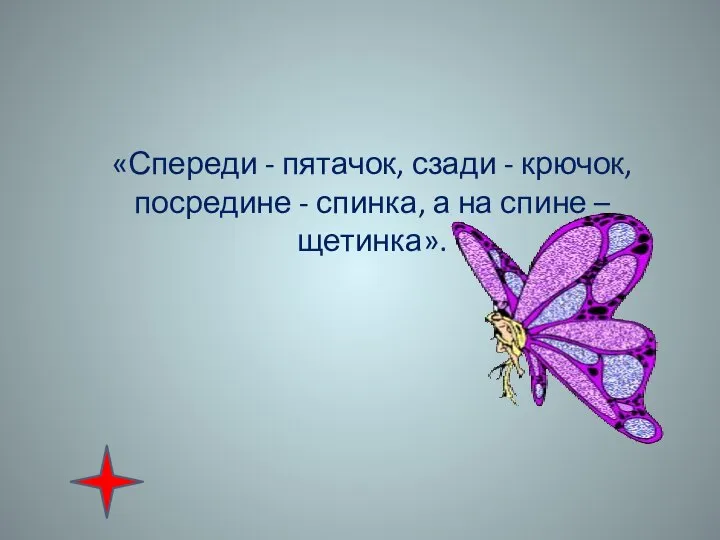 «Спереди - пятачок, сзади - крючок, посредине - спинка, а на спине – щетинка».