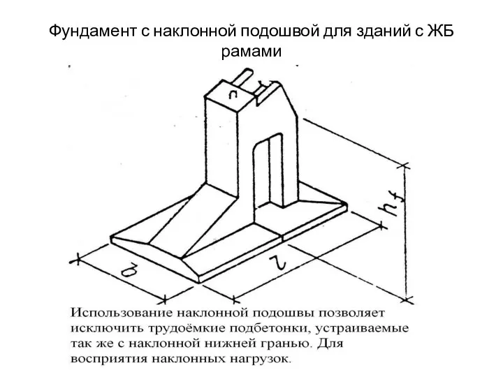 Фундамент с наклонной подошвой для зданий с ЖБ рамами