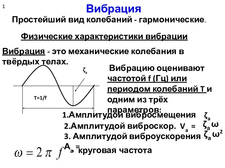 Вибрация Физические характеристики вибрации Вибрация - это механические колебания в твёрдых