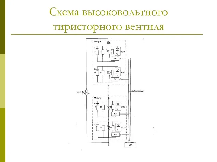 Схема высоковольтного тиристорного вентиля