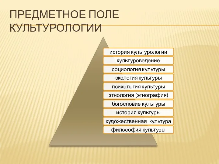 ПРЕДМЕТНОЕ ПОЛЕ КУЛЬТУРОЛОГИИ