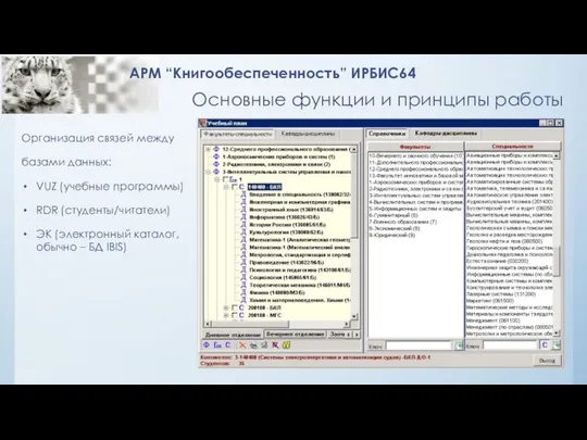 Основные функции и принципы работы АРМ “Книгообеспеченность” ИРБИС64 Организация связей между