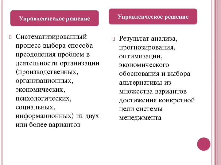 Систематизированный процесс выбора способа преодоления проблем в деятельности организации (производственных, организационных,