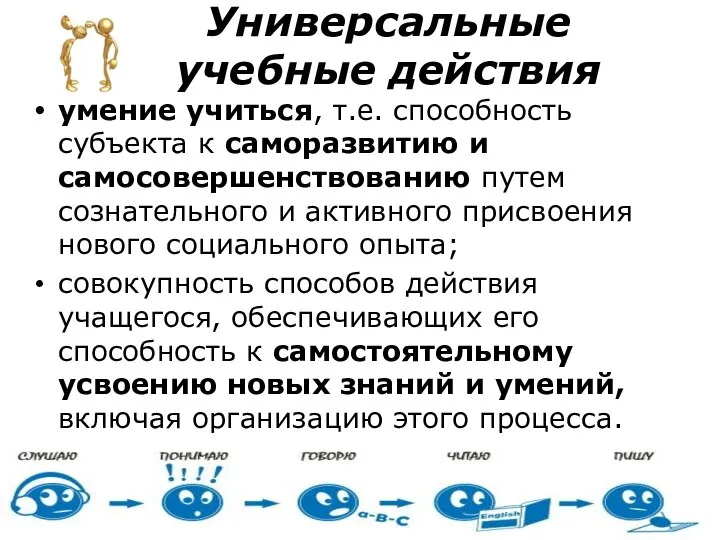 Универсальные учебные действия умение учиться, т.е. способность субъекта к саморазвитию и