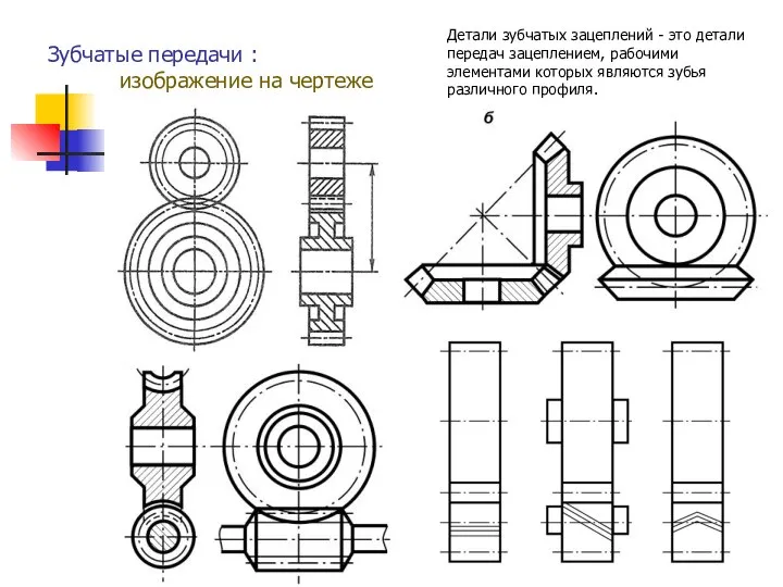 Зубчатые передачи : изображение на чертеже Детали зубчатых зацеплений - это