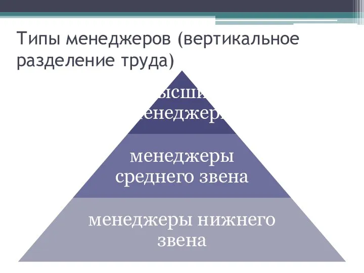 Типы менеджеров (вертикальное разделение труда)