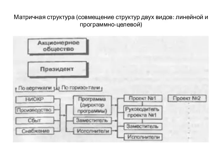 Матричная структура (совмещение структур двух видов: линейной и программно-целевой)