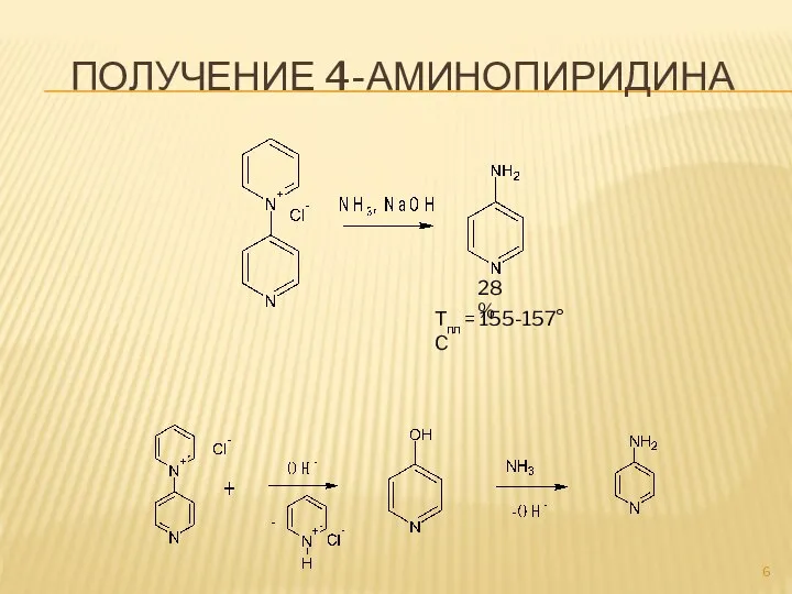 ПОЛУЧЕНИЕ 4-АМИНОПИРИДИНА 28% Тпл = 155-157°C