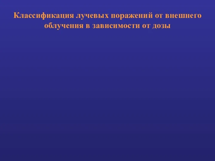 Классификация лучевых поражений от внешнего облучения в зависимости от дозы