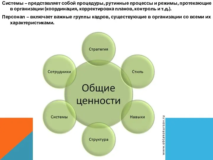 Системы – представляет собой процедуры, рутинные процессы и режимы, протекающие в